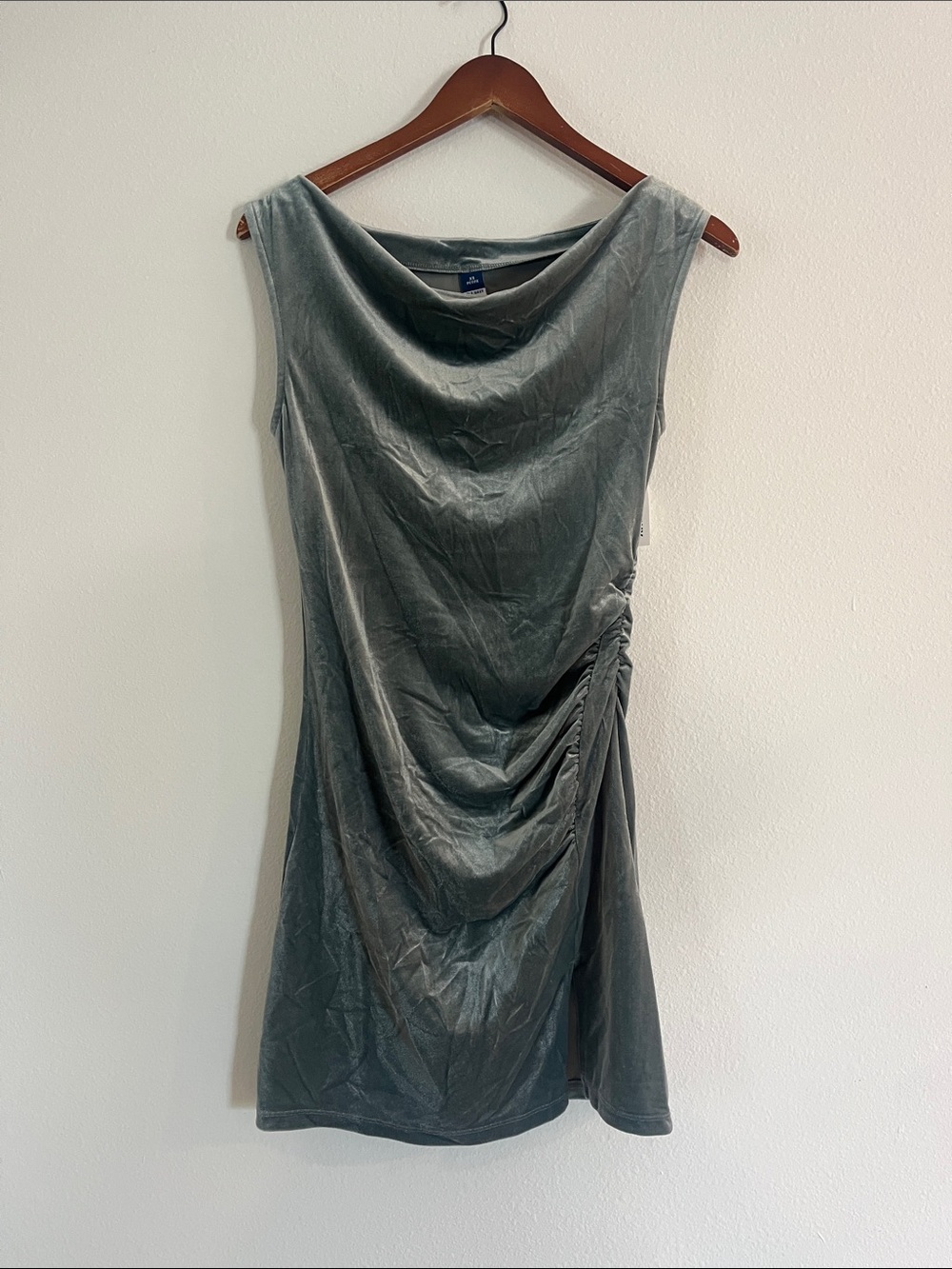 NWT OLD NAVY Blue Sleeveless Cowl Neck Velvet Dress XSP